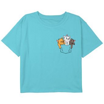 Disney's The Aristocats Girls Kittens Stuck In Pocket Boxy Crop Tee