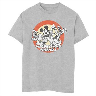 Disney's Mickey & Friends Boys 8-20 Group Shot Retro Circle Husky Tee