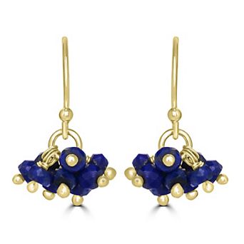 Gemistry 14k Gold Over Sterling Silver Gemstone Bead Cluster Drop Earrings