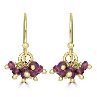 Gemistry 14k Gold Over Sterling Silver Gemstone Bead Cluster Drop Earrings