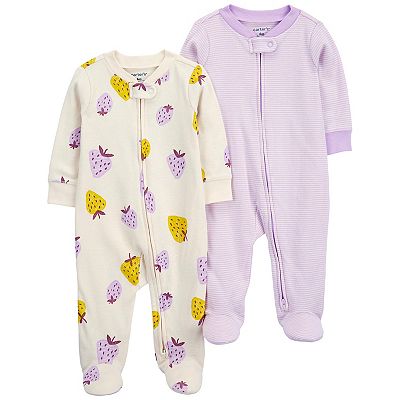 Baby Girl Carter's 2-Pack Strawberry Zip-Up Cotton Sleep and Play
