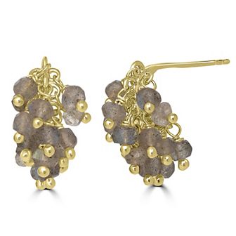 Gemistry 14k Gold Over Sterling Silver Gemstone Cluster Drop Earrings