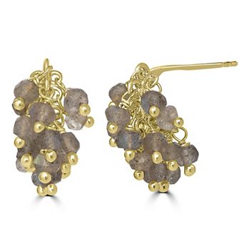 Gemistry 14k Gold Over Sterling Silver Gemstone Cluster Drop Earrings