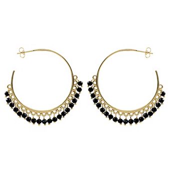 Gemistry 14k Gold Over Sterling Silver Gemstone Beaded C-Hoop Earrings