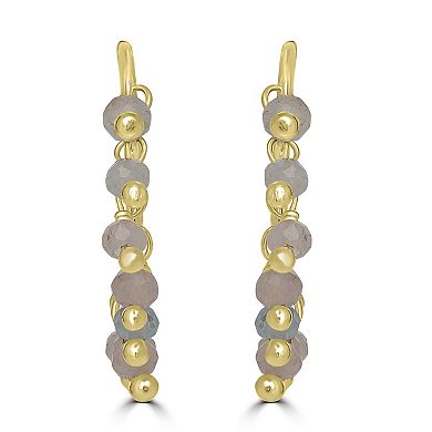 Gemistry 14k Gold over Sterling Silver Gemstone Beaded Post C-Hoop Earrings