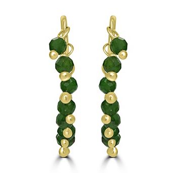 Gemistry 14k Gold over Sterling Silver Gemstone Beaded Post C-Hoop Earrings