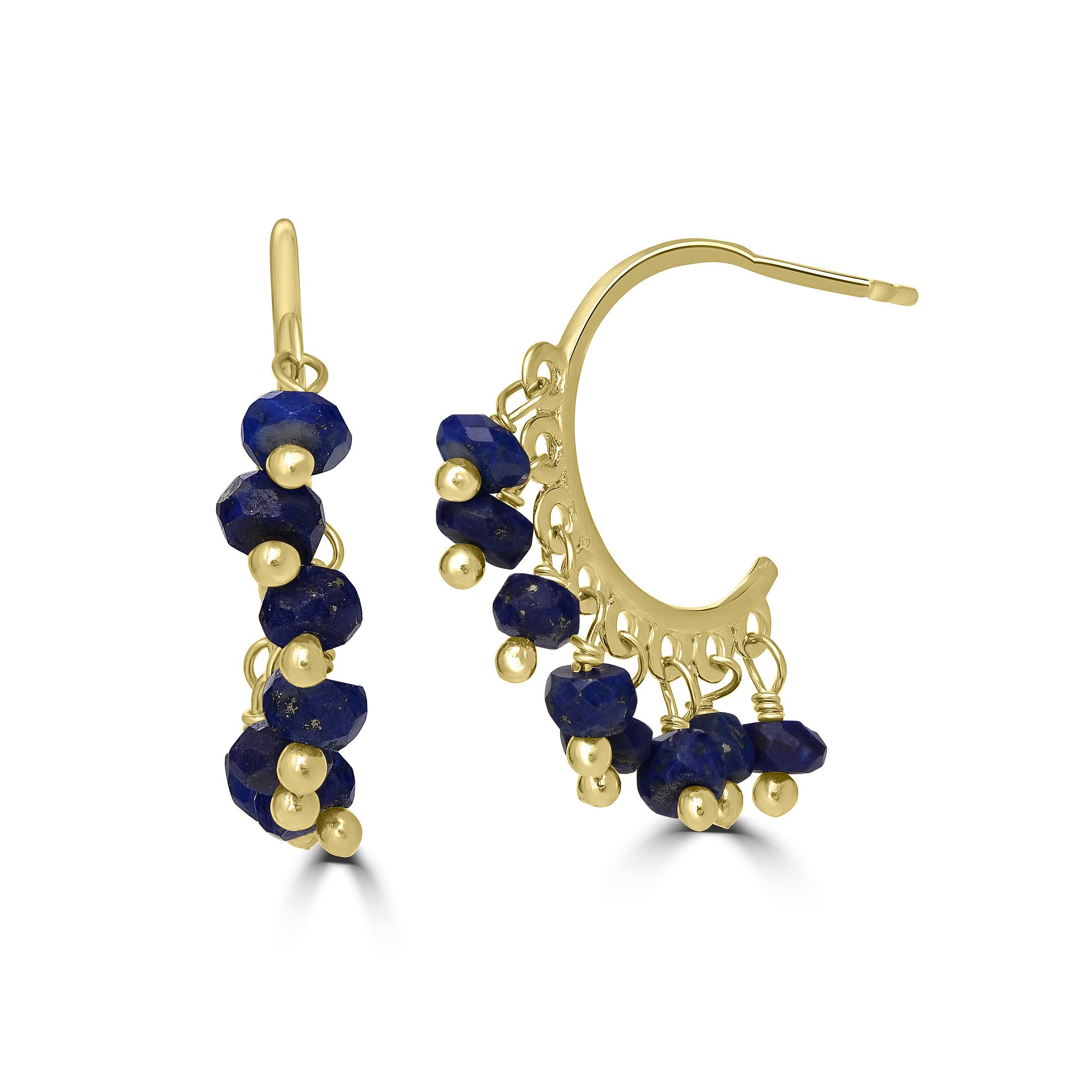 Gemistry 14k Gold over Sterling Silver Gemstone Beaded Post C-Hoop Earrings