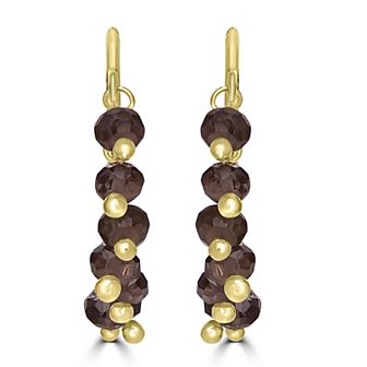 Gemistry 14k Gold over Sterling Silver Gemstone Beaded Post C-Hoop Earrings
