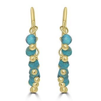 Gemistry 14k Gold over Sterling Silver Gemstone Beaded Post C-Hoop Earrings