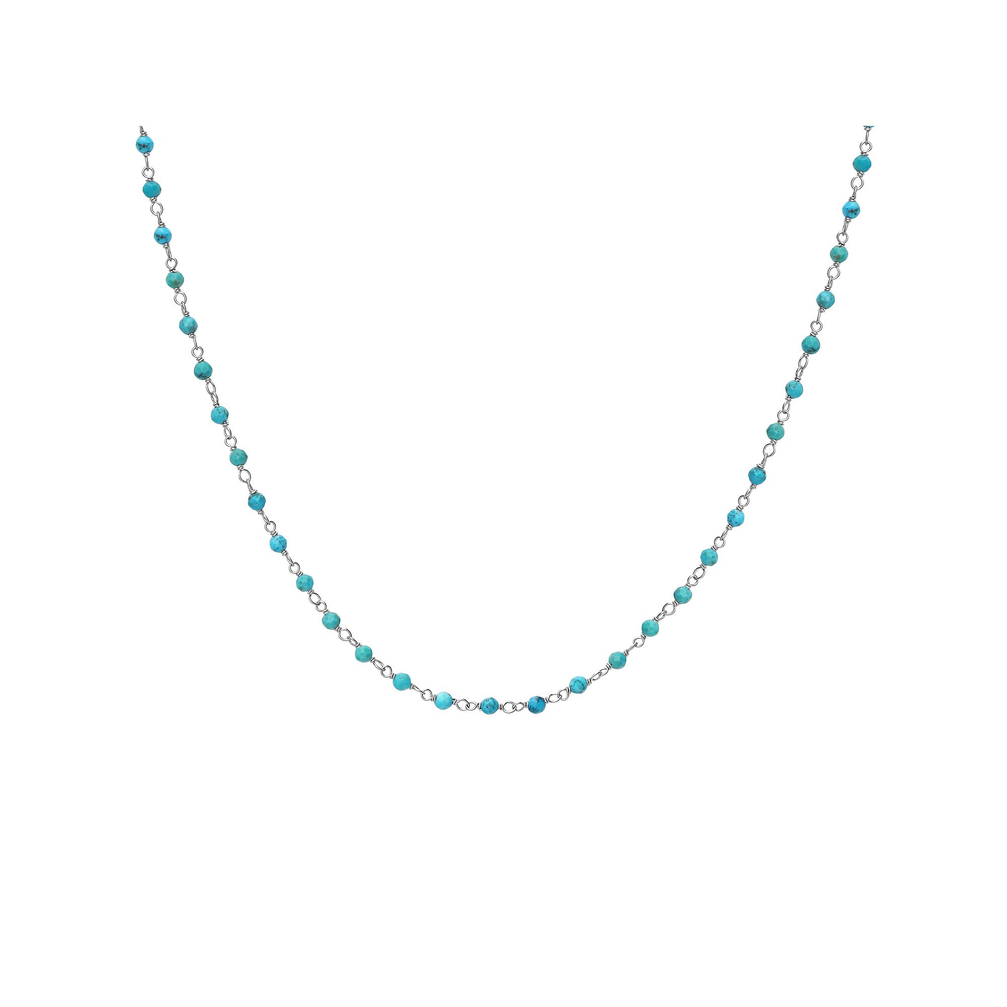 Gemistry Sterling Silver Turquoise Beaded Necklace, Womens, Size: 36