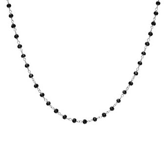 Gemistry Sterling Silver Black Spinel Beaded Station Necklace
