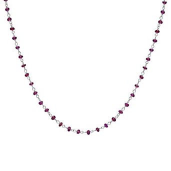 Gemistry Sterling Silver Rhodolite Beaded Necklace