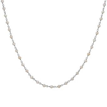 Gemistry Sterling Silver Pink Opal Beaded Station Necklace