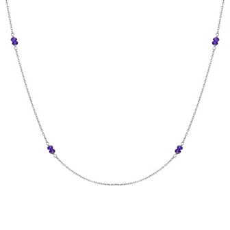 Gemistry Sterling Silver Gemstone Bead Station Necklace