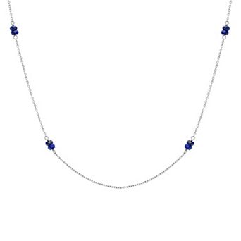 Gemistry Sterling Silver Gemstone Bead Station Necklace