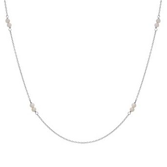 Gemistry Sterling Silver Gemstone Bead Station Necklace