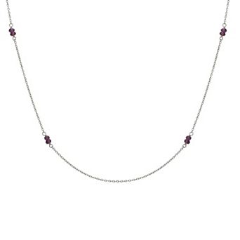 Gemistry Sterling Silver Gemstone Bead Station Necklace