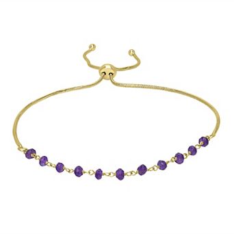 Gemistry 14k Gold over Sterling Silver Gemstone Beaded Adjustable Bracelet