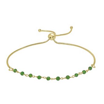 Gemistry 14k Gold over Sterling Silver Gemstone Beaded Adjustable Bracelet