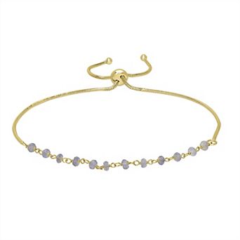 Gemistry 14k Gold over Sterling Silver Gemstone Beaded Adjustable Bracelet