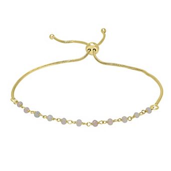 Gemistry 14k Gold over Sterling Silver Gemstone Beaded Adjustable Bracelet