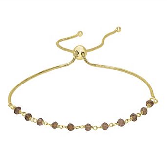 Gemistry 14k Gold over Sterling Silver Gemstone Beaded Adjustable Bracelet