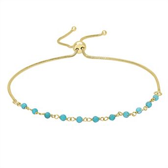 Gemistry 14k Gold over Sterling Silver Gemstone Beaded Adjustable Bracelet