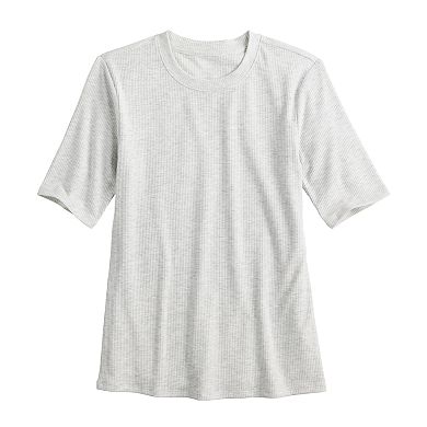 Women's Simply Vera Vera Wang Ribbed Fitted Elbow Sleeve Tee