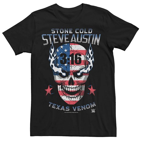 Men's WWE Steve Austin USA Flag Print Skull Graphic Tee