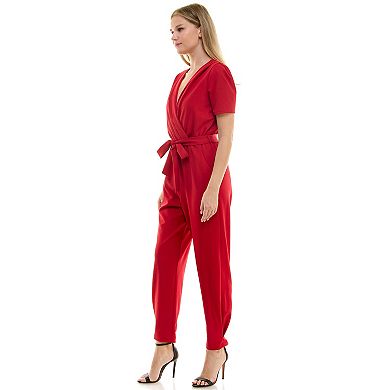 Juniors' Lily Rose Surplice Top Jumpsuit