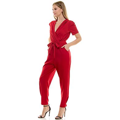 Juniors' Lily Rose Surplice Top Jumpsuit
