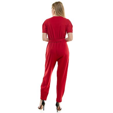 Juniors' Lily Rose Surplice Top Jumpsuit