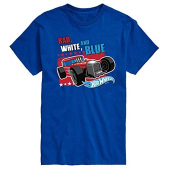 Big & Tall Hot Wheels Rad, White & Blue Graphic Tee
