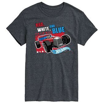 Big & Tall Hot Wheels Rad, White & Blue Graphic Tee