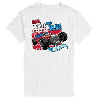 Big & Tall Hot Wheels Rad, White & Blue Graphic Tee