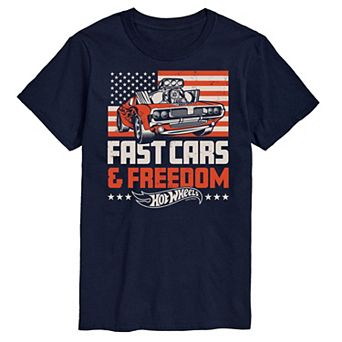 Big & Tall Hot Wheels Fast Cars And Freedom Graphic Tee