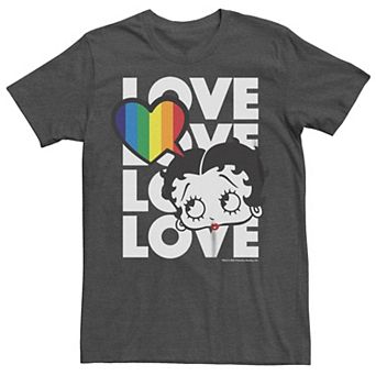 Men's Betty Boop Pride Thinking Love Word Stack Graphic Tee