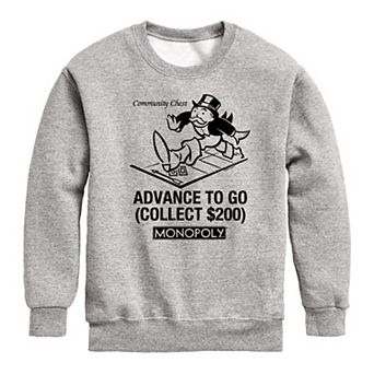 Boys 8-20 Monopoly Advance To Go Crew Fleece Sweatshirt