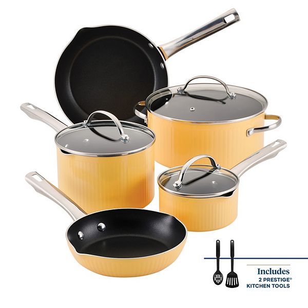 Farberware Style 10 Piece Nonstick Cookware Pots and Pans Set, Yellow