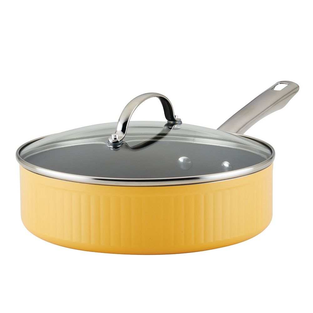 3.7Qt Non-Stick Saute Pan, Foldable Knob, Tempered Glass Lid, Brown main image 1
