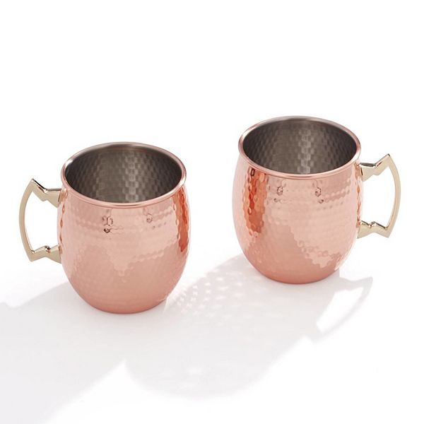 Cambridge 2pc. 20oz. Hammered Copper Tone Moscow Mule Mug Set