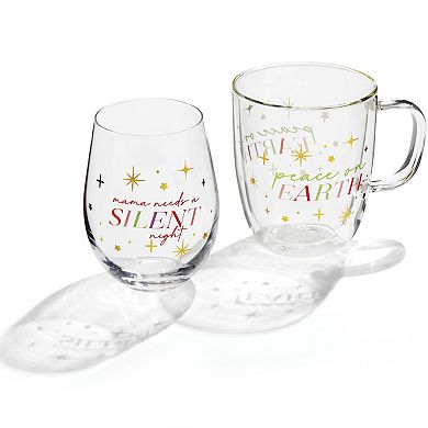 Cambridge Silent Night 2-Piece Mug & Wine Glass Set