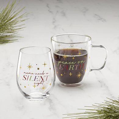 Cambridge Silent Night 2-Piece Mug & Wine Glass Set