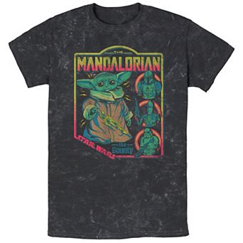 Men's Star Wars The Mandalorian The Child Bounty Comic Cover Bombard Wash Graphic Tee