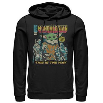 Men's Star Wars The Mandalorian Group Shot Comic Cover Doodle Graphic Hoodie