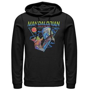 Men's Star Wars The Mandalorian The Child Triangle Galaxy Touch Graphic Hoodie