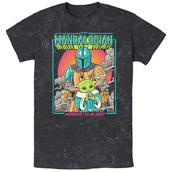 Men's Star Wars The Mandalorian Wherever I Go He Goes Bombard Wash Graphic Tee