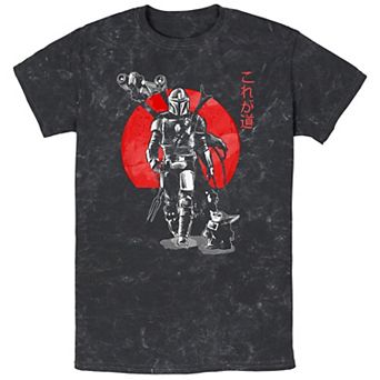 Men's Star Wars The Mandalorian Sumi Ink Portrait Mineral Wash Graphic Tee