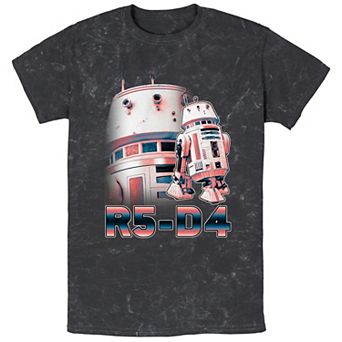 Men's Star Wars The Mandalorian R5 D4 Mineral Wash Graphic Tee