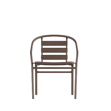 Emma and Oliver 4 Pack Metal Restaurant Stack Chair with Aluminum Slats